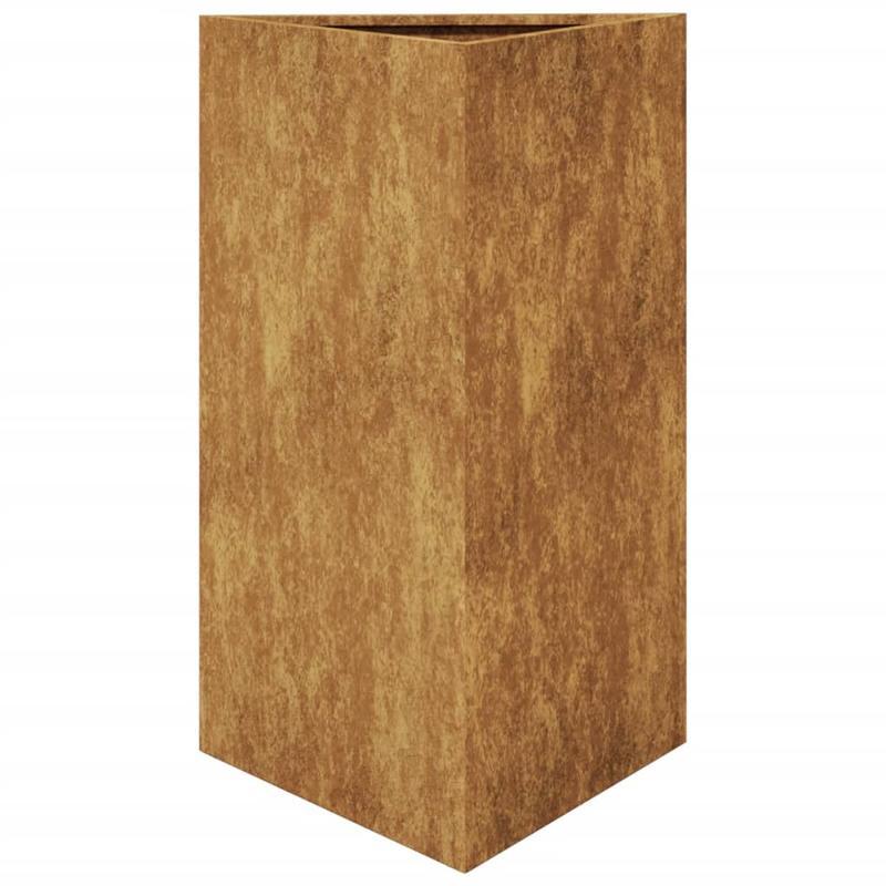 Plantenbak – Bloembak – Bloempot – Tuinbak – Tuinpot – Set van 2 – Driehoekig Design – Cortenstaal Weerbestendig 50x43x75 cm