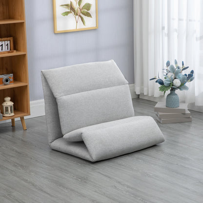 Verstelbare Vloerstoel – Zitzak – Relaxstoel – Ligstoel – Gamingstoel – Grijs – 5-Position Rugleuning – Stevig Stalen Frame
