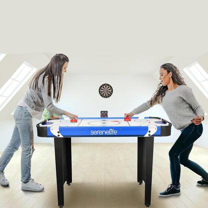 Air Hockey Tafel – Airhockey Spel – Tafelspel – Lucht Hockey – Speeltafel – Blauw Zwart – Ingebouwd Digitaal Scorebord – Krachtige 110V Ventilator