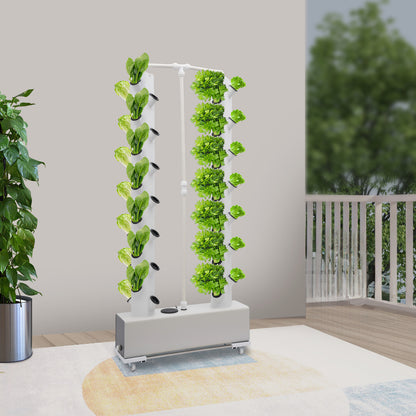 Hydroponic Systeem – Hydrocultuur Kweeksysteem – Verticale Tuin – Moestuintafel – Kweekset – 56 Plantplaatsen – 30L Waterreservoir – Automatische Waterpomp – Mobiel met 4 Wieltjes