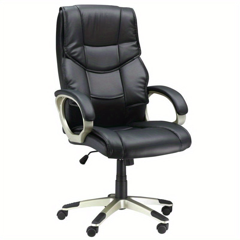 Bureaustoel – Ergonomische Stoel – Office Chair – Draaistoel – Bureaustoelen – Verstelbare Hoogte 114-124 cm – Zwarte Kunstleren Bekleding & Stevig PVC Frame