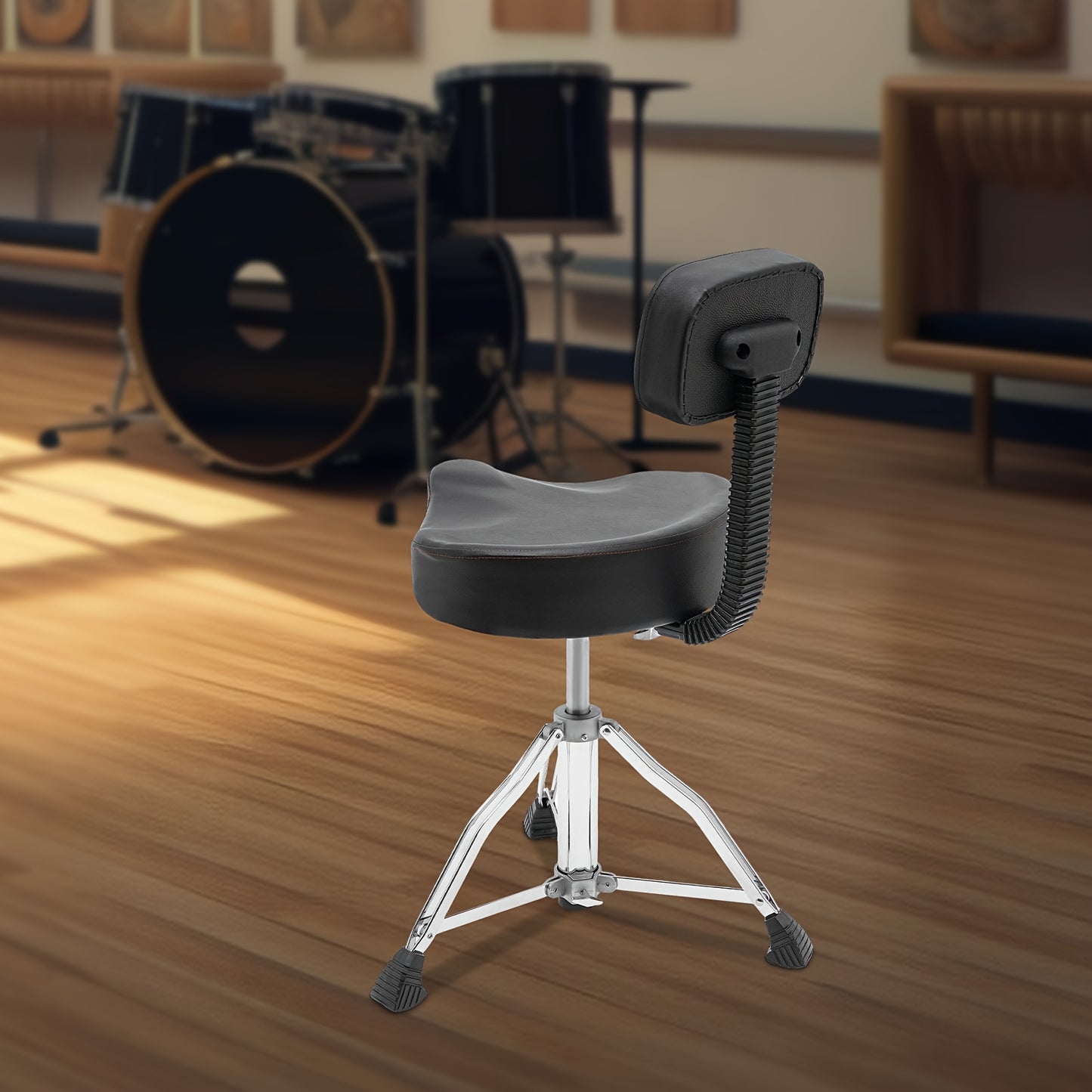 Drumkruk – Drumstoel – Muziekkruk – Zadelkruk – Werkkruk – Verstelbare Hoogte 45-60 cm – Memory Foam Zitting met Rugleuning
