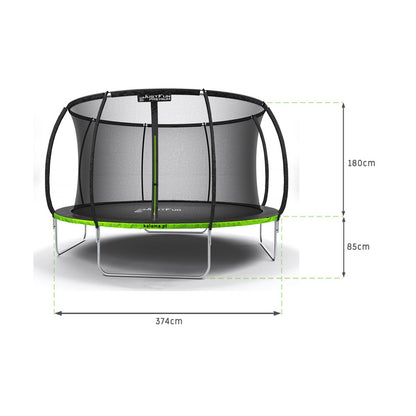 Trampoline – Springkussen – Buitenspeeltoestel – Speelmat – Veiligheidsnet – 12 Voet (374 cm) – Max. Belastbaar 300 kg – Water- en UV-bestendig