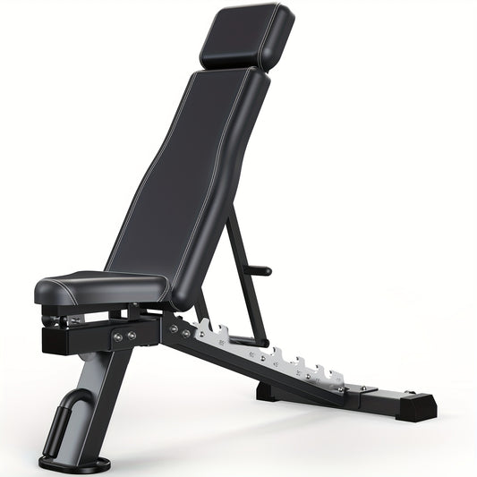 Fitnessbank – Trainingsbank – Krachtbank – Verstelbare Bank – Workoutbank – 7 Rugleuningstanden – Stevig Stalen Frame – Zwart