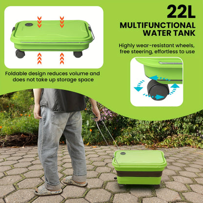 A Versatile Wireless High-Pressure Car Wash Water Gun, 30Bar Electric Cleaning Machine, Cordless Water Gun Foam Machine with Folding Water Tank, Suitable for Moutian Battery.