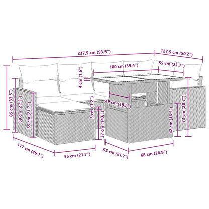 Lounge tuinset – Loungeset – Tuinmeubelset – Balkonset – Zitgroep – PE-rattan – Modulaire Set met Opbergruimte – Kussens met Afneembare Hoezen – Grijs