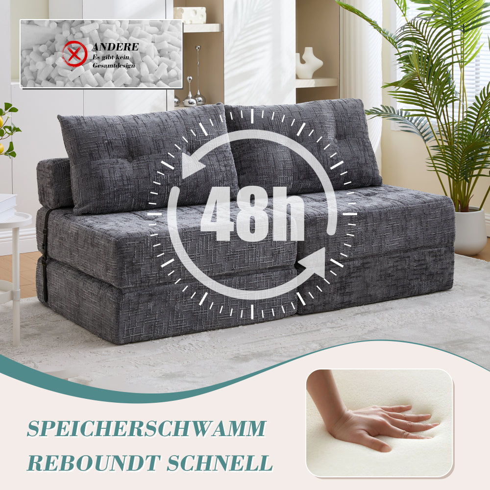 Opvouwbare Slaapbank – Slaapbank Bedbank – Sofa Bed – Logeerbed – Grijs – Hoogwaardig Katoenen Matras – Lichtgewicht & Draagbaar