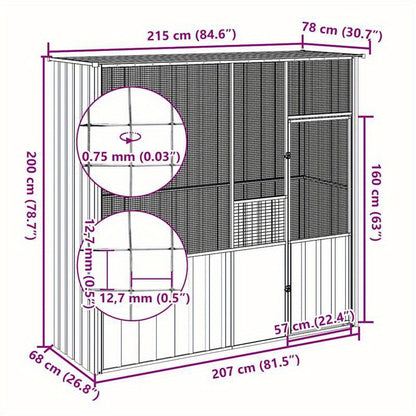Aviary Anthracite 215X78X200 Cm Galvanized Steel