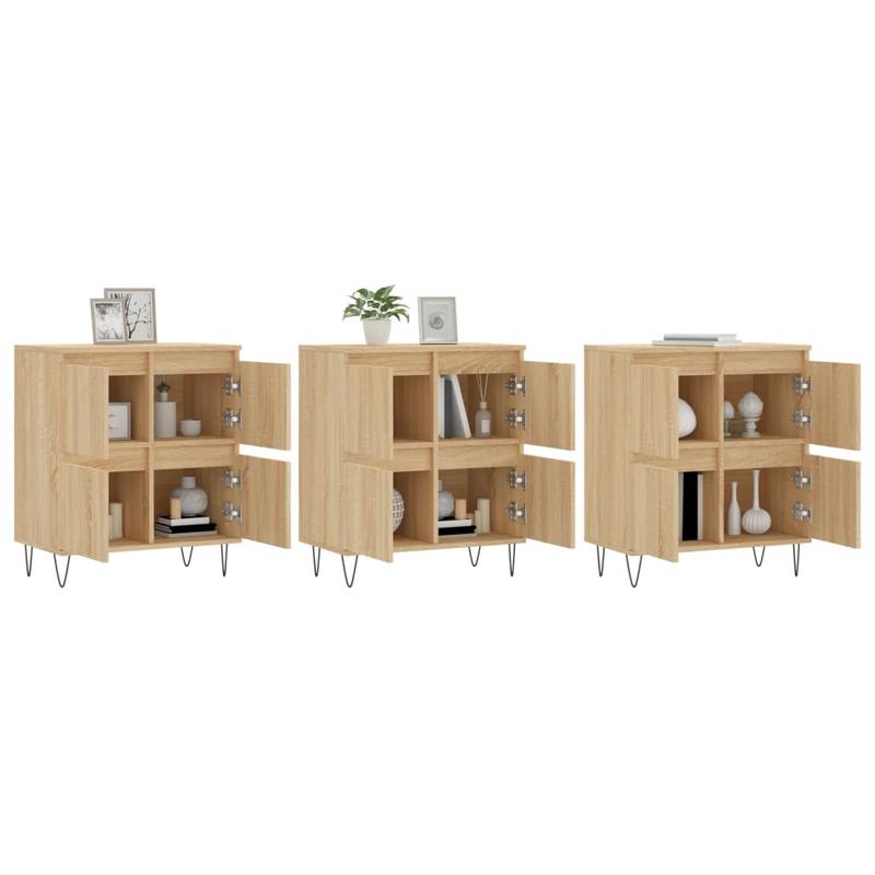 Sideboards – Opbergmeubel – Dressoir – Kast – Ladekast – Bruin Sonoma Eiken – Hardhouten Constructie – Compact Minimalistisch Design
