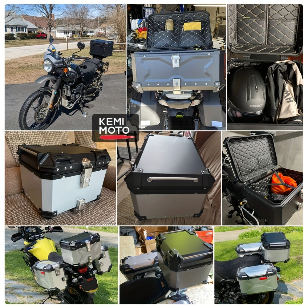 Motorfiets Helm Koffer – Motor Bagagebox – Trunk Bag – Achterzit Koffer – Opbergbox – 55L Aluminium – Lichtgewicht & Duurzaam