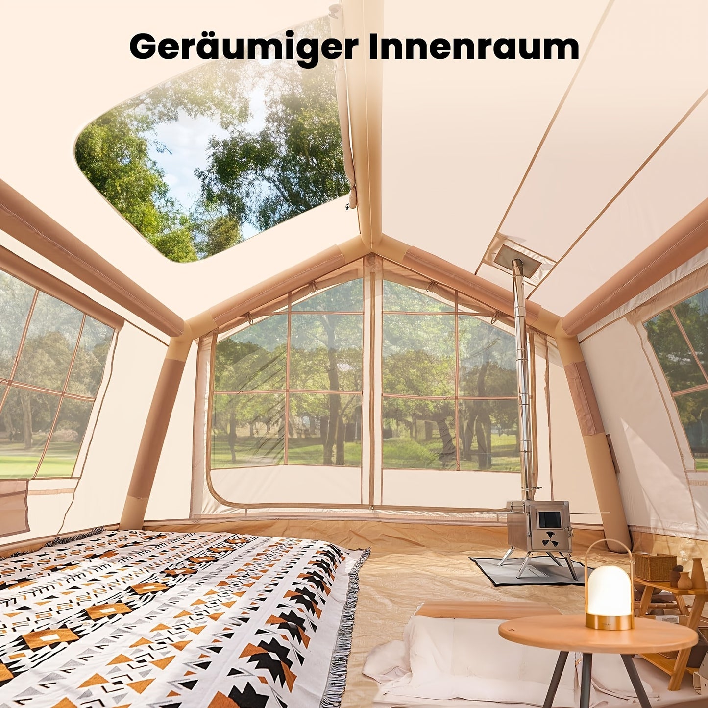 camptent – familietent – kampeertent – festivaltent – opblaasbare tent – 8 m² – geschikt voor 6 personen – snel op te zetten
