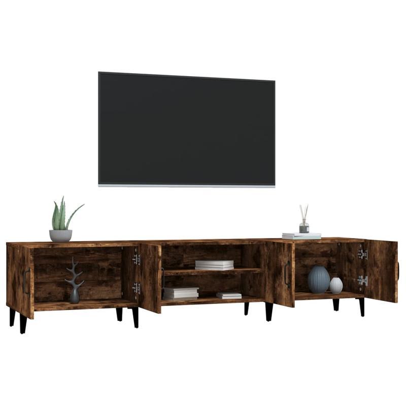 Tv-meubel – Tv-kast – Media Meubel – Lowboard – Dressoir – Massief Hout – 180x31,5x40 cm – 2 Lades en 2 Open Vakken – Geen Montage Nodig