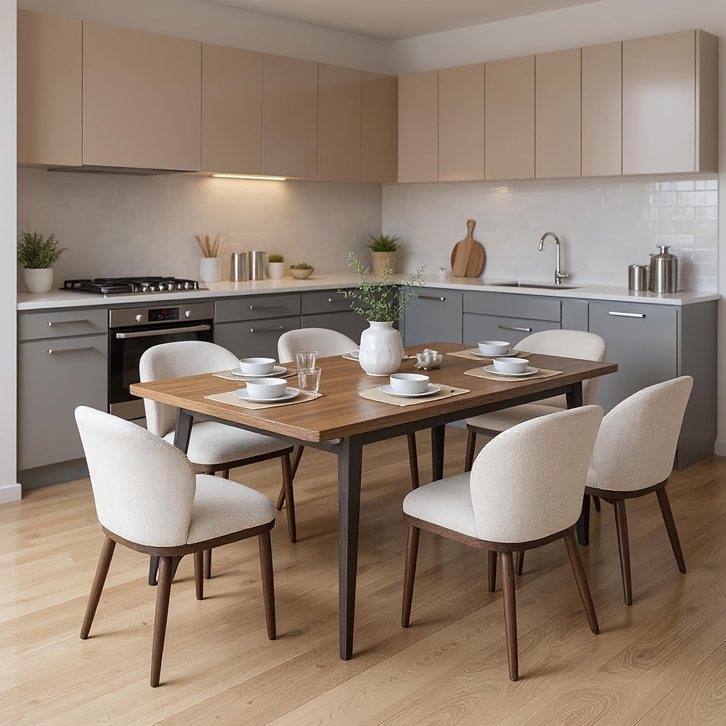 Eetkamerstoel – Stoel – Kuipstoel – Meubel – Keukenstoel – Modern Scandinavisch Design – Ergonomische Rugleuning – Houten Poten 120 kg Draagkracht