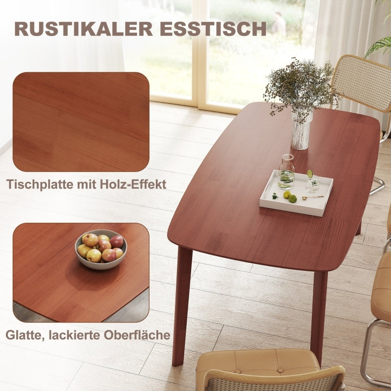 Eettafel – Tafel – Keukentafel – Landelijke Tafel – Eetkamertafel – Bruin – Gelakt Houten Blad – 150x80x76 cm