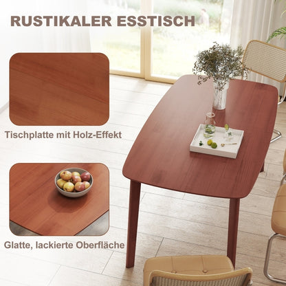Eettafel – Tafel – Keukentafel – Landelijke Tafel – Eetkamertafel – Bruin – Gelakt Houten Blad – 150x80x76 cm
