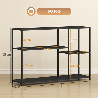 Sidetable – Consoletafel – Bijzettafel – Halmeubel – Dressoir – Industrieel Design – Stalen Frame – 110x30x75 cm – Zwart – Anti-Kantel – Extra Opbergruimte