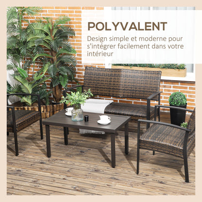 Tuintafel – Bijzettafel – Eettafel – Salontafel – Balkontafel – Met Verstelbare Poten – Metaal Bruin 91x51x46 cm