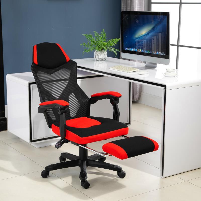 Ergonomische Bureaustoel – Gamingstoel – Kantoorstoel – Werkstoel – Deskchair – Verstelbare Rugleuning – 360° Draaibaar – Zwaarbelast 5-Wiel Onderstel – Hoofdsteun – Zwart/Rood