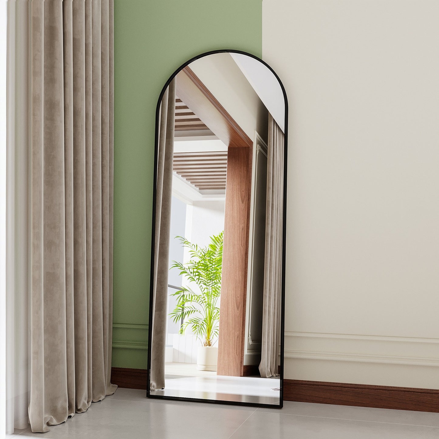 Staande Spiegel – Passpiegel – Wandspiegel – Full Body Spiegel – Grote Spiegel – Minimalistisch Zwart Aluminium Frame – 180x80 cm – Breukveilige Bescherming
