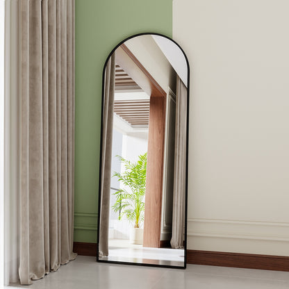 Staande Spiegel – Passpiegel – Wandspiegel – Full Body Spiegel – Grote Spiegel – Minimalistisch Zwart Aluminium Frame – 180x80 cm – Breukveilige Bescherming