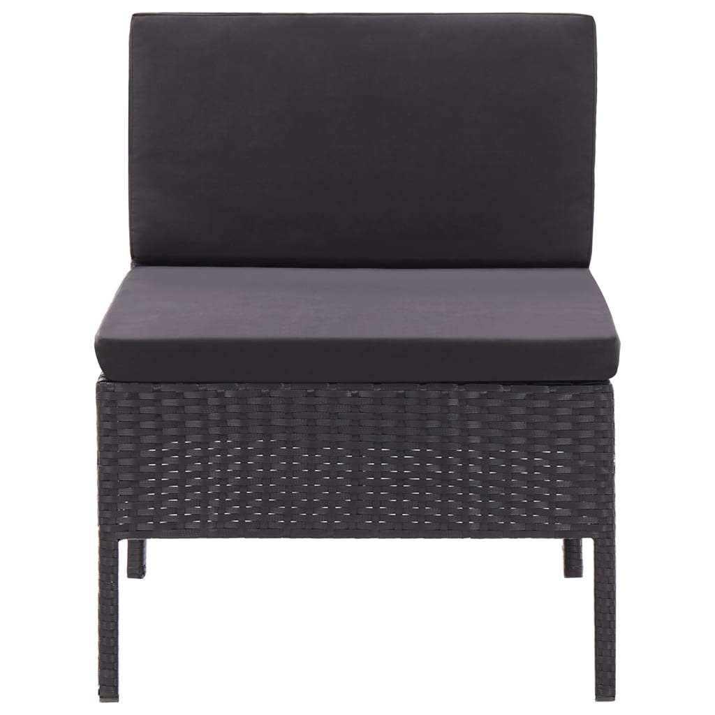 Loungeset – Tuinset – Loungemeubels – Buitenbank – Black – Weerbestendig Poly Rattan – Comfortabele Dikke Kussens