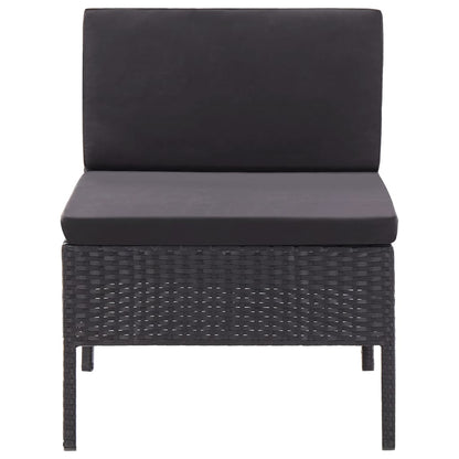 Loungeset – Tuinset – Loungemeubels – Buitenbank – Black – Weerbestendig Poly Rattan – Comfortabele Dikke Kussens