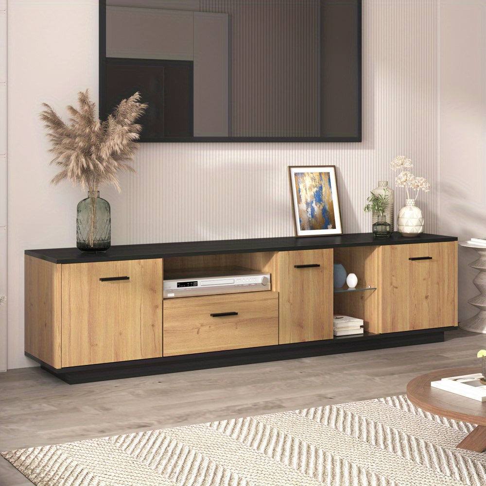 TV-meubel – Tv-kast – Mediameubel – Tv-dressoir – Tv-meubel naturel – 3 Deuren & 1 Lade – Stevige Constructie & Eenvoudige Montage