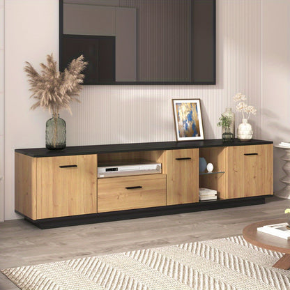 TV-meubel – Tv-kast – Mediameubel – Tv-dressoir – Tv-meubel naturel – 3 Deuren & 1 Lade – Stevige Constructie & Eenvoudige Montage