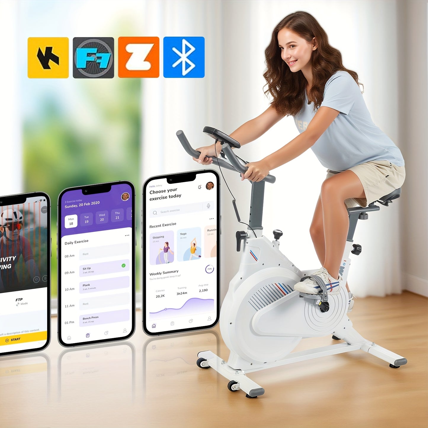 Indoor Hometrainer – Fitnessfiets – Fitness Bike – Exercise Bicycle – Indoor Cycling – Schokabsorberend Ontwerp – Hartslagmeter & Multifunctioneel Display