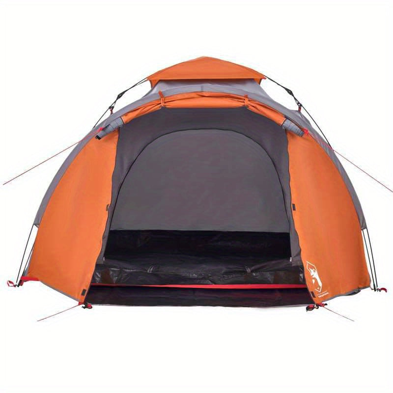 3-Persoons Campingtent – Familie Tent – Buitentent – Vriendentent – Festival Tent – Lichtgewicht Polyester – Snelle Haak-en-Loop Sluiting – Grijs/Oranje