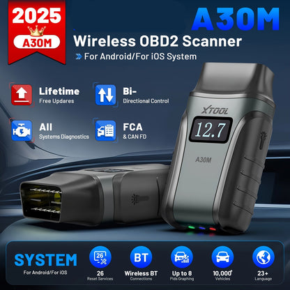 OBD2 Uitleeskabel – OBD2 Scanner – Autodiagnose Tool – Diagnose Scanner – Uitleesadapter – Draadloos Bluetooth – Volledige Systemen Diagnostiek – 23+ Resetfuncties