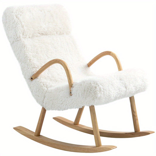 Schommelstoel – Relaxstoel – Fauteuil – Voedingsstoel – Draaifauteuil – Wollook Bekleding – Max 120 kg Draagkracht