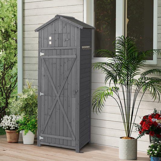 Tuinhuisje – Tuinkast – Tuinschuur – Berging – Buitenberging – Vurenhout – Asfalt Dak – 75x50x180,5 cm – Afsluitbare Deur
