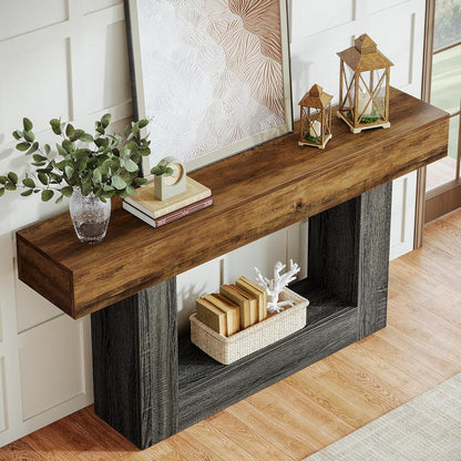 Sidetable – Haltafel – Banktafel – Bijzettafel – Tv-meubel – Landelijke stijl – 160 cm breed – Verstelbare poten