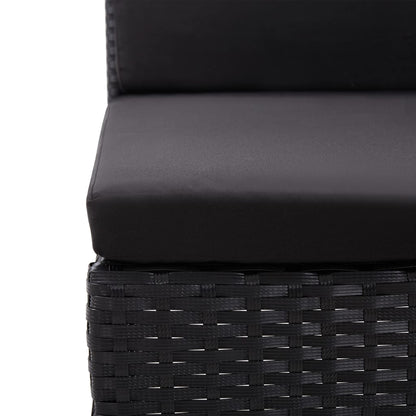 Loungeset – Tuinset – Loungemeubels – Buitenbank – Black – Weerbestendig Poly Rattan – Comfortabele Dikke Kussens