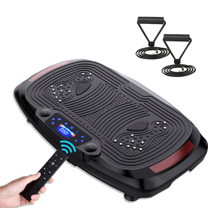 Trilplaat – Vibratieplaat – Vibratietrainer – Fitnessapparaat – Trainingsplatform – 3 Intensiteitsniveaus – Maximaal 150 kg Belastbaar – Inclusief Afstandsbediening en 2 Weerstandsbanden – ABS Kunststof – Stekkerontwerp