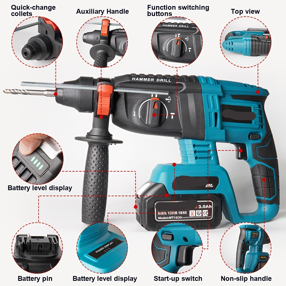 Accu Klopboor – 18V Boormachine – Draadloze Boor – Klopboormachine – Borstelloze Motor – Variabele Snelheid