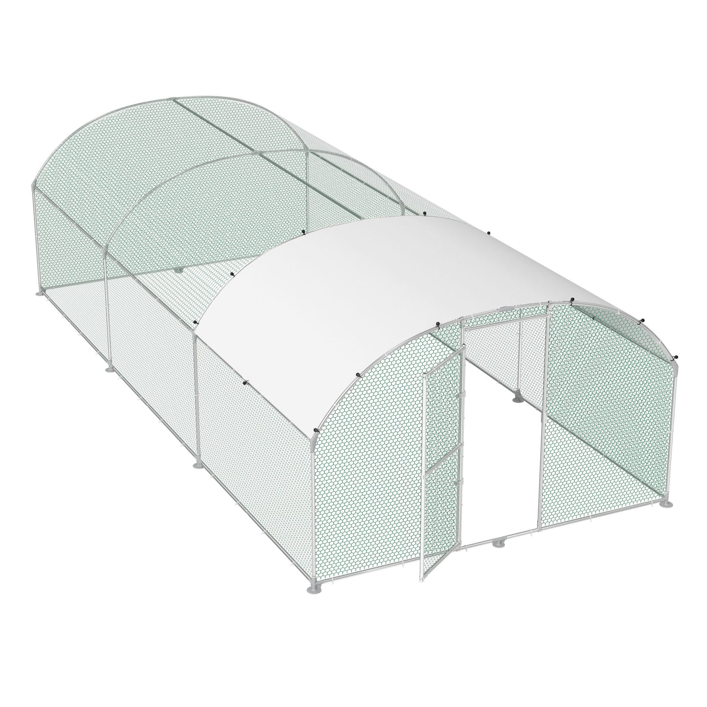 Kippenhok – Pluimveestal – Buitenren – Dierenhok – Kippenren – Met Gewelfd Dak – Weerbestendig Aluminium Frame – 3x6 Meter Grote Buitenren