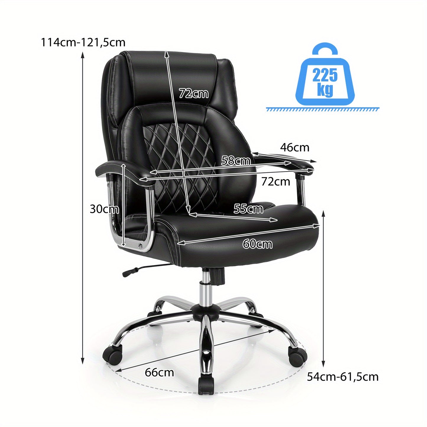 Bureaustoel – Office Chair – Ergonomische Stoel – Bureaustoelen – Computerstoel – Verstelbare Hoogte & Rugleuning – Zware Metalen Basis tot 181 kg