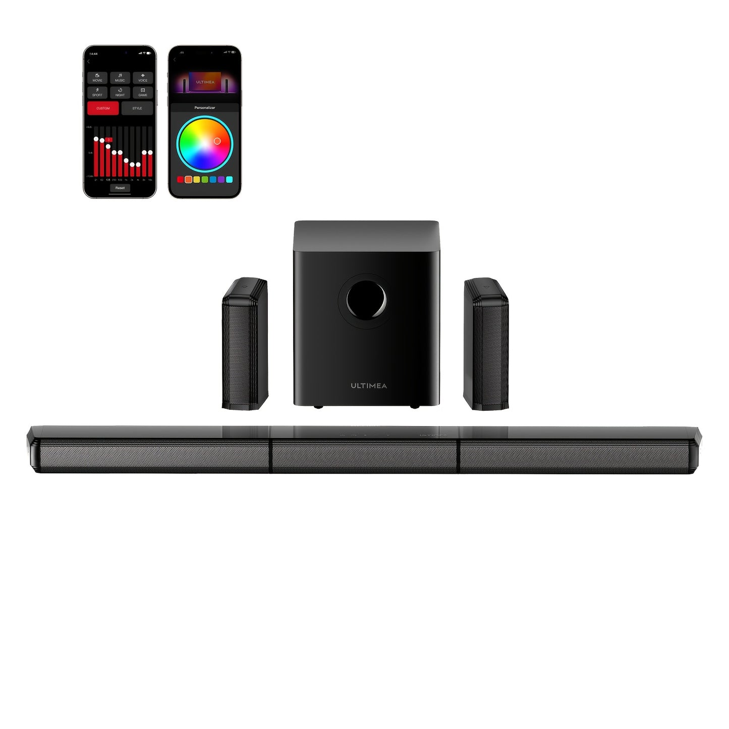 Soundbar – Home Cinema Geluidssysteem – Tv Luidspreker – Multimedia Speaker – Pc Audio – 7.1 Kanaals Surround – Draadloze Subwoofer – RGB Verlichting met App Bedienung
