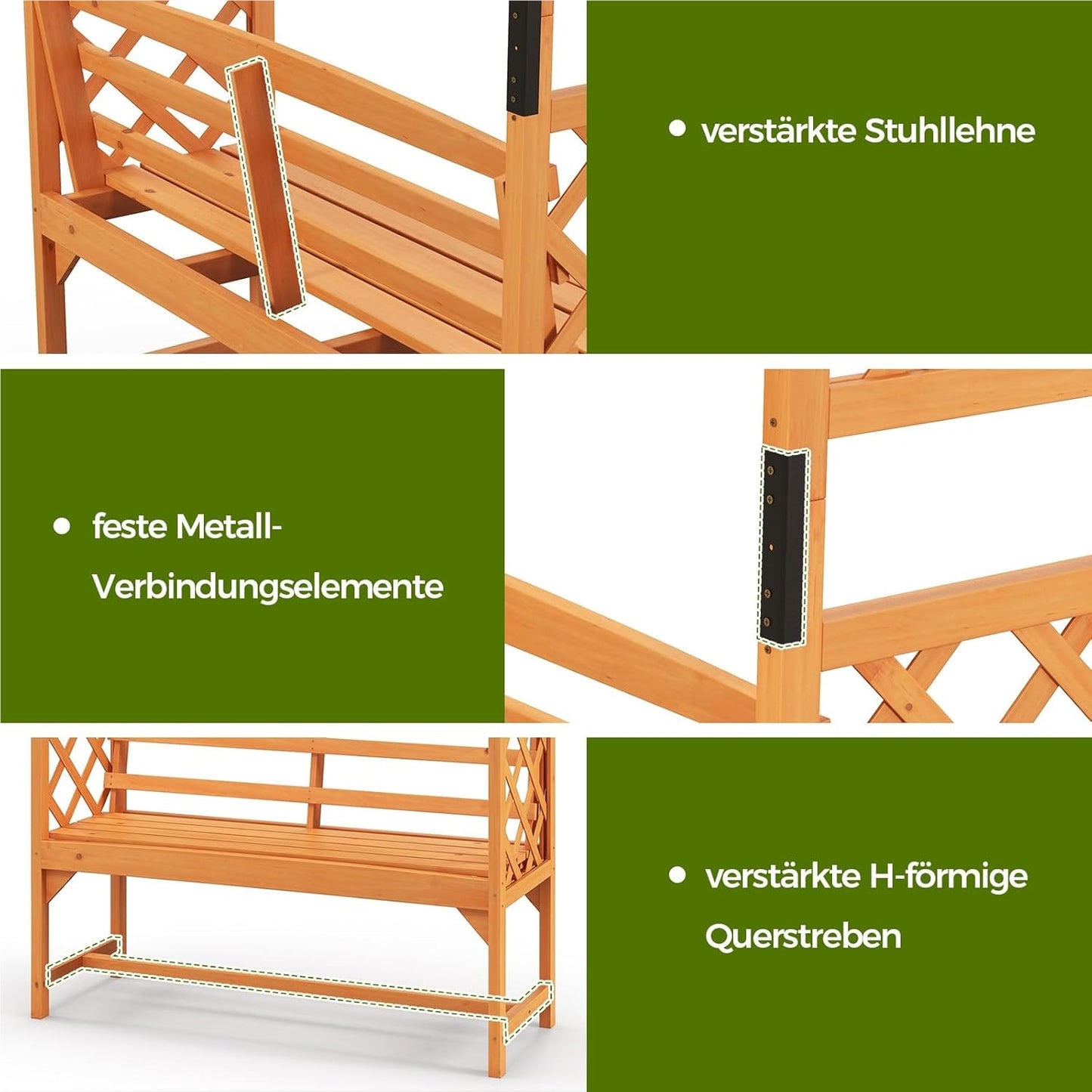 Rozenboog met Bank – Houten Tuinboog – Klimplantboog – Tuinbank met Klimrekken – Pergola Boog – Weerbestendig Hout – 160 x 50 x 199 cm