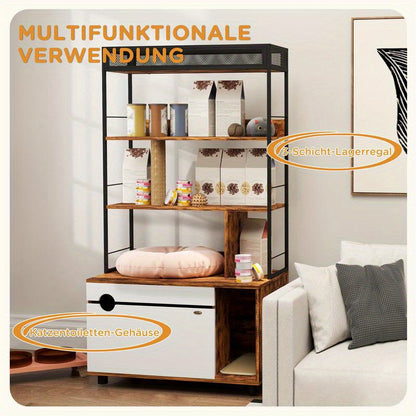Kattenkrabpaal – Kattenboom – Krabpaal – Krabmeubel – Kattenhuis – 3 Laags – Afneembare Kattenbaklade – Ruim & Stevig 152 cm Hoog