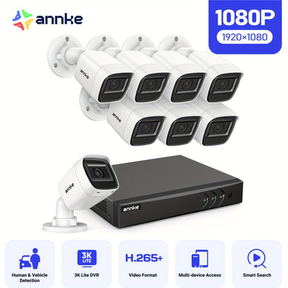 Beveiligingscameraset 8-kanaals – CCTV camera’s – Bewakingscamera systeem – HD cameraset – Video bewaking – AI slimme detectie – 1080P Full HD Nachtzicht tot 19,8m – H.265+ langdurige opslag – 1TB HDD