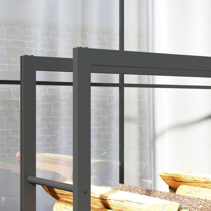 Houtopslag – Houtrek – Brandhoutrek – Houtopberger – Houtstandaard – Metalen Frame – 120x32x151 cm – Voorzien Van Wieltjes