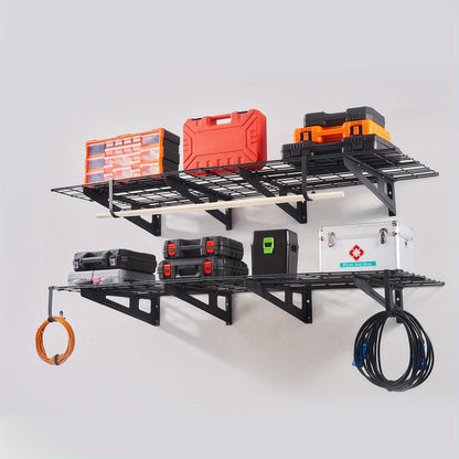 Wandplankset Garage – Wandplanken – Opbergrek – Muurplanken – Stellingkasten – 2 Stuks 182,88x30.48 cm – Draagvermogen 90.72 kg – Staal Met Metaallegering
