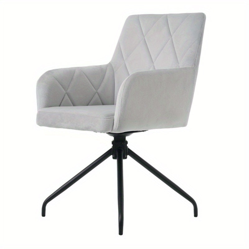 Draaibare Eetkamerstoelen – Lounge Stoelen – Eetkamerfauteuils – Bureau Stoelen – Office Stoelen – 360 Graden Rotatie – Grijs Fluwelen Bekleding Diamond Patroon