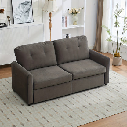 Tweezitsbank – Compacte Bank – Minimalistische Sofa – Stijlvolle Couch – Tweepersoonsbank – Opberglade – Duurzaam Bamboe – Donkergrijs
