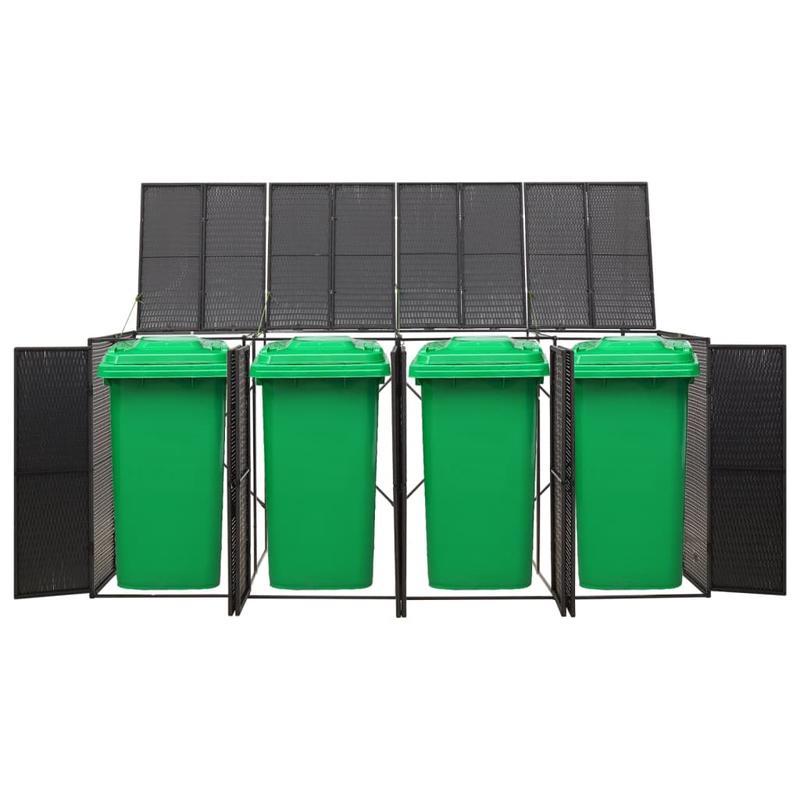 Prullenbakdeksel – Afvalbak Deksel – Vuilnisbak Cover – Afvalbak Hoes – Polyrattan Deksel Nero – Stevig Weerbestendig – Perfecte Pasvorm 274x80x117 cm