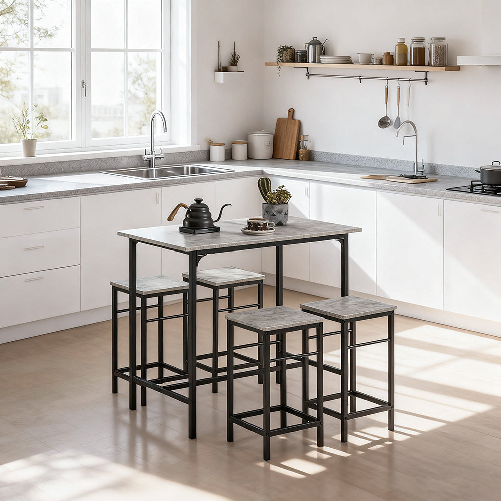 Eettafelset – Barset – Bistroset – Keukentafelset – Stoelenset – Compact Ontwerp – Duurzaam Houtfineer Met Metalen Frame