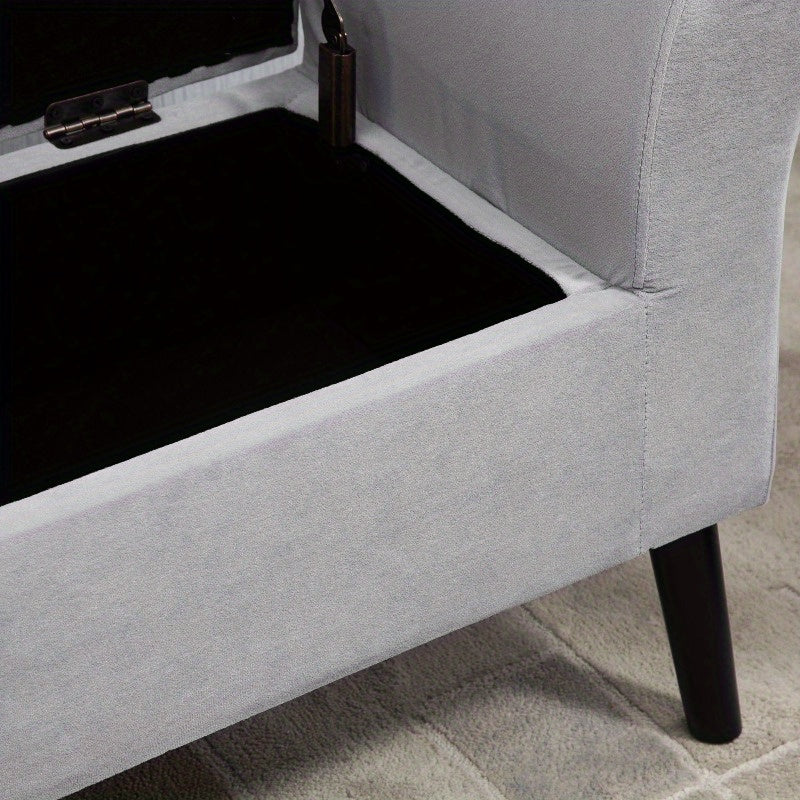 Opbergbankje – Opbergbank – Zitbank met Opbergruimte – Opbergkist – Halbank – Lichtgrijs – Ruimtebesparend Design – Velvet Bekleding met Stevige Pooten